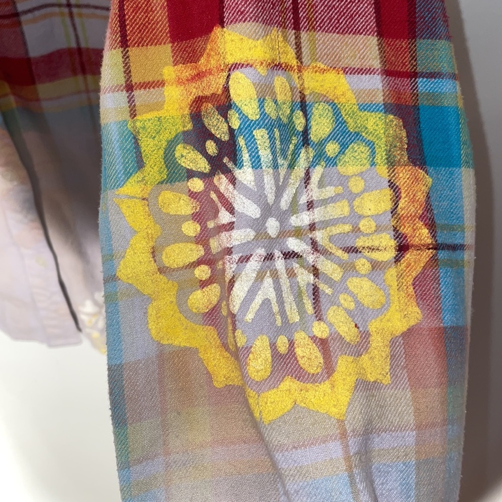 Custom Bleached & Painted Flannel Button Down. Si… - image 6